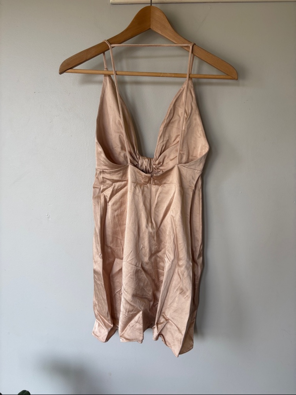 Zara Blush Pink Satin Slip Dress with Tie Front - Picture 5 of 8